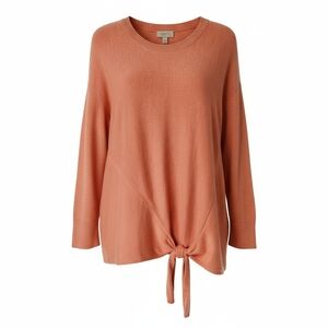 LOFT Tie-Front Sweater – Pretty Creamsicle Orange, Comfy Fit, Size XL